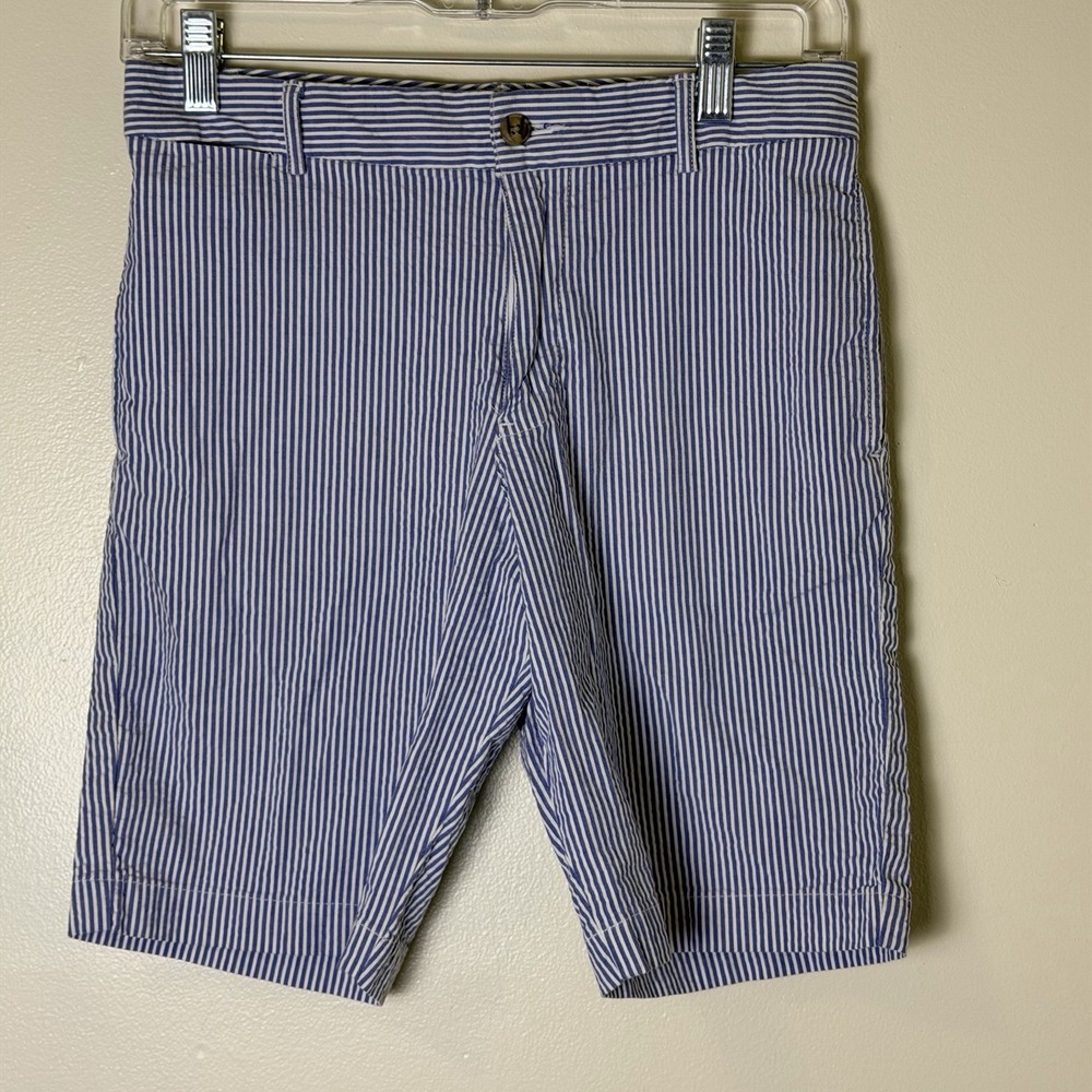 Polo Ralph Lauren Boys Blue & White Striped Seersucker Shorts Size 14 EUC